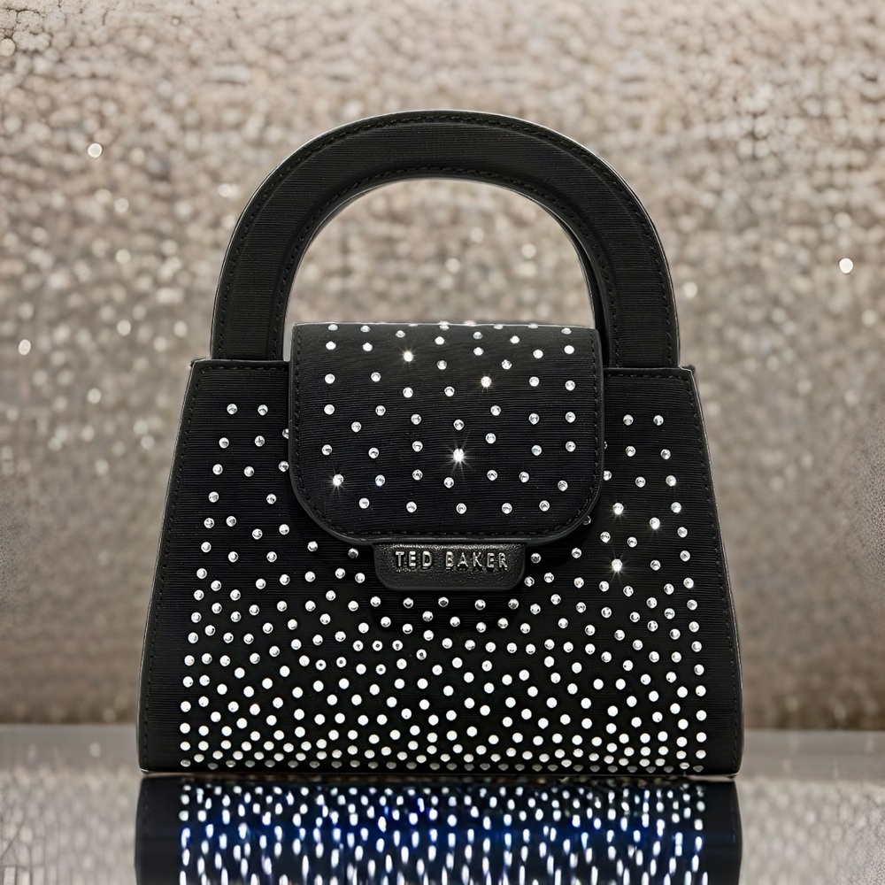 New! Ted Baker London Alicent Crystal Black Top Handle Mini Evening Bag (NWT)